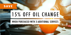 15% off oil change when purchased with 3 additional services 